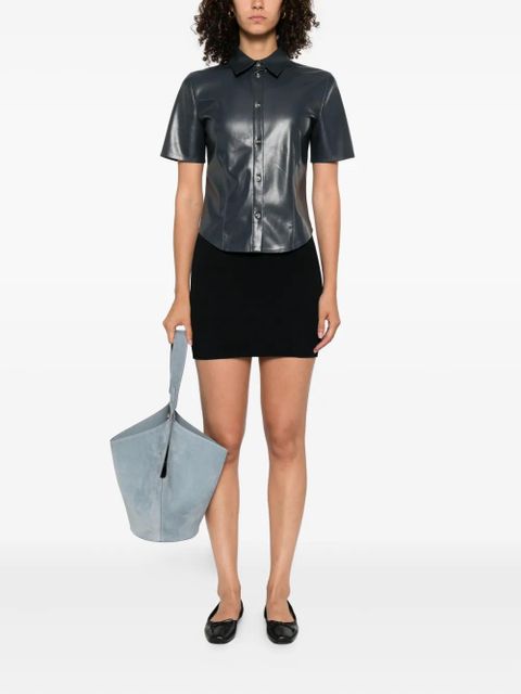 Nanushka Clare button-up short-sleeve shirt - Blue