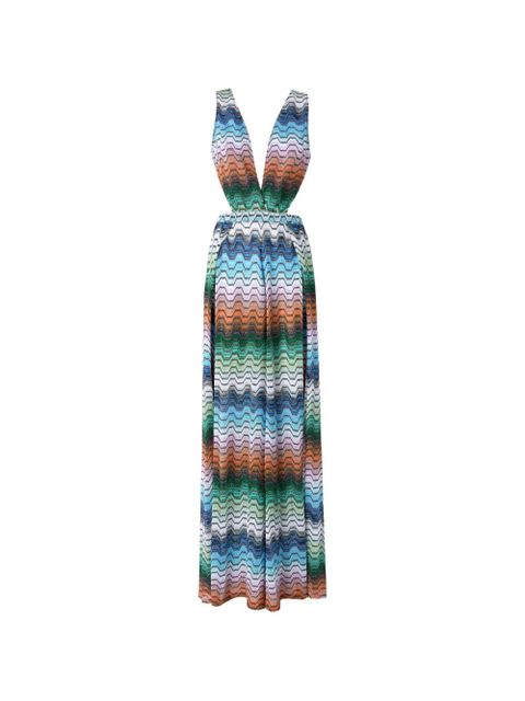 Missoni chevron-pattern V-neck jumpsuit - Blue - zdjęcie produktu nr 1