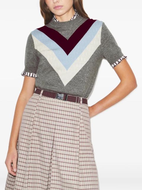 Tory Burch Chevron wool top - Grey