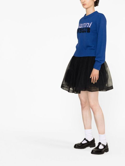 GANNI logo-intarsia jumper - Blue