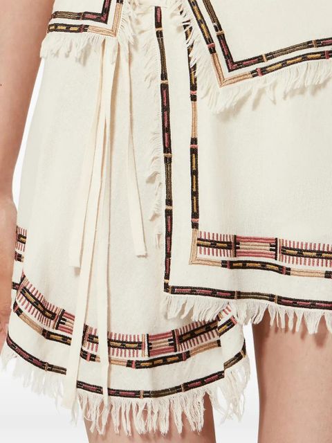 ISABEL MARANT Feriel embroidered fringed skirt - Neutrals