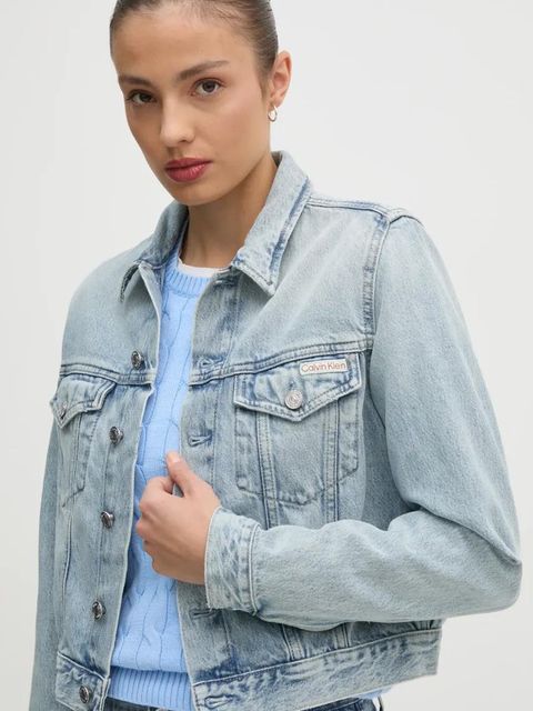 Calvin Klein Jeans kurtka jeansowa damska kolor niebieski przejściowa J20J224544