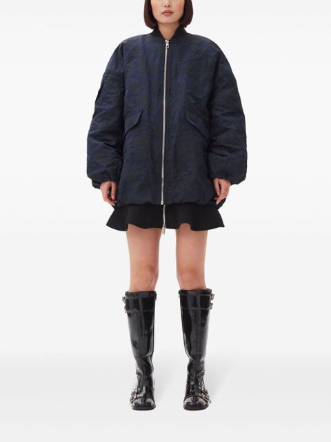 GANNI jacquard zip-up bomber jacket - Blue