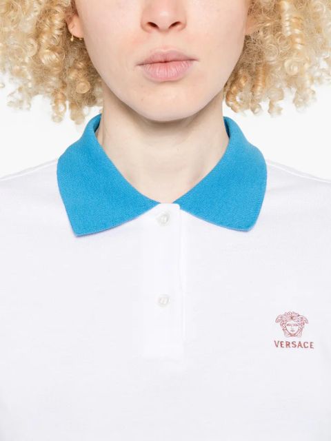 Versace cropped trim polo shirt - White
