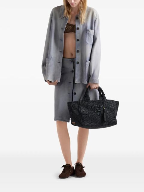 Prada large crochet tote bag with leather details - Black - zdjęcie produktu nr 2