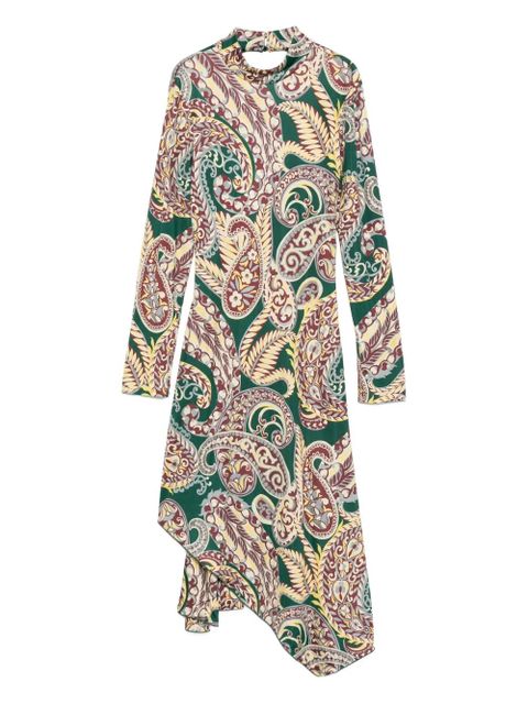 ETRO paisley-print asymmetric midi dress - Green