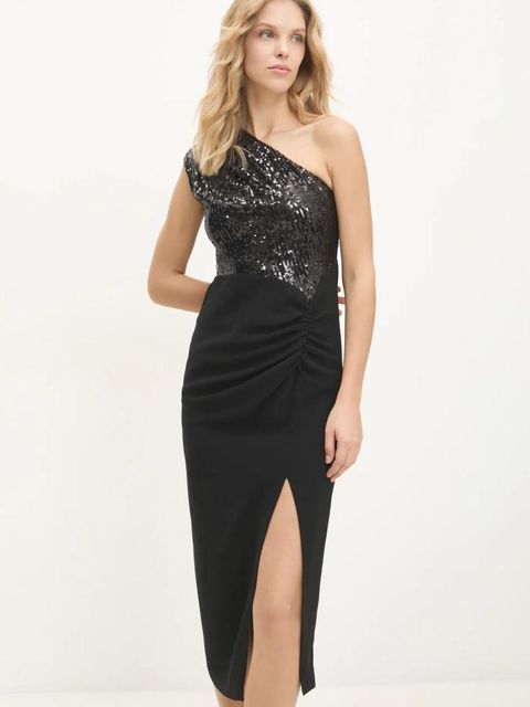 Answear.LAB sukienka kolor czarny midi dopasowana - zdjęcie produktu nr 1