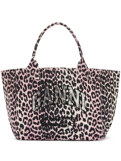 GANNI animal print top handle tote bag - Pink - zdjęcie produktu nr 1