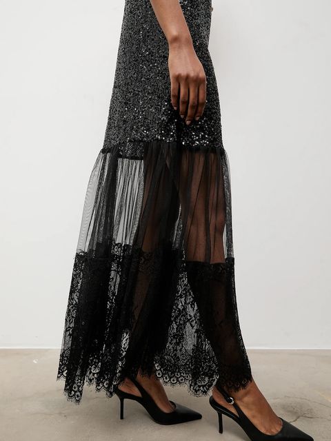 Answear.LAB sukienka kolor czarny maxi rozkloszowana