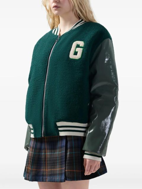 GCDS letterman zip jacket - Green