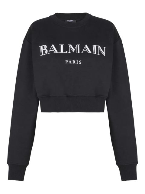 Balmain logo-print cropped sweatshirt - Black - zdjęcie produktu nr 1