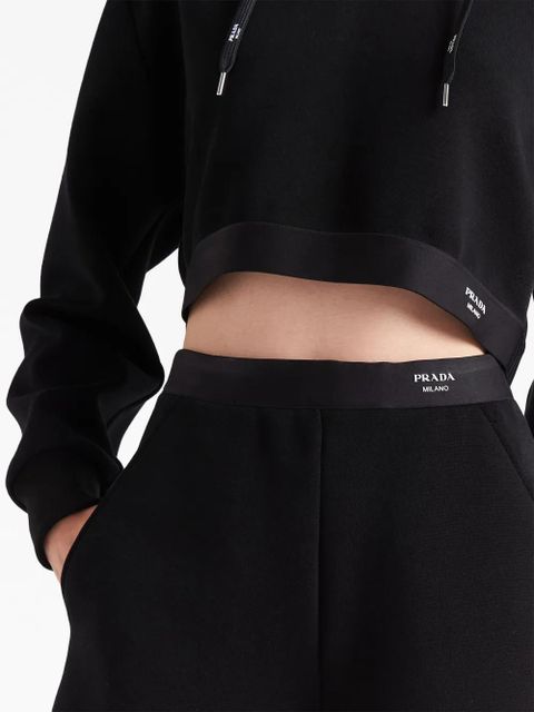 Prada logo-print cropped hoodie - Black