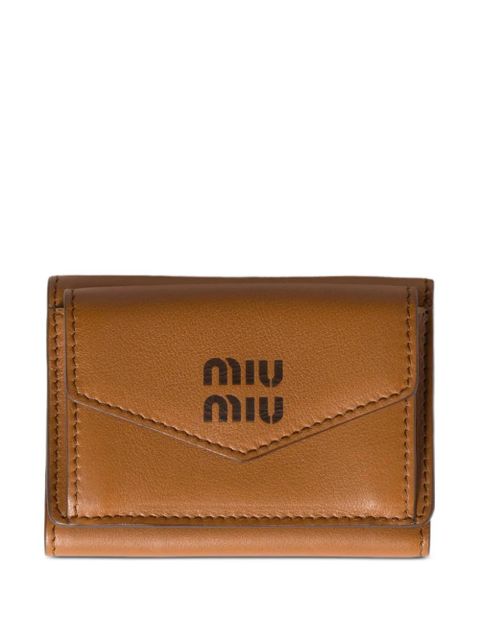 Miu Miu logo-debossed leather wallet - Brown - zdjęcie produktu nr 1