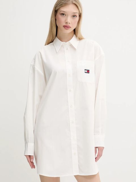 Tommy Jeans sukienka bawełniana kolor biały mini oversize DW0DW21122 - zdjęcie produktu nr 1