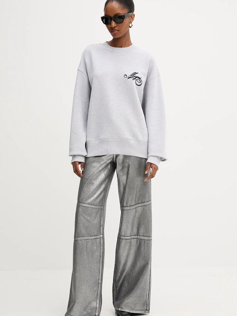 MSGM bluza bawełniana damska kolor szary z aplikacją 3941MDM80.257793
