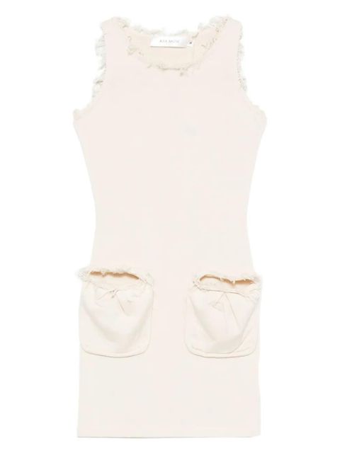 Aya Muse Fleur frayed-detail mini dress - Neutrals - zdjęcie produktu nr 1