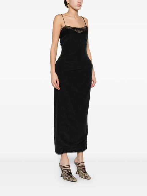 Magda Butrym lace-trim draped midi dress - Black
