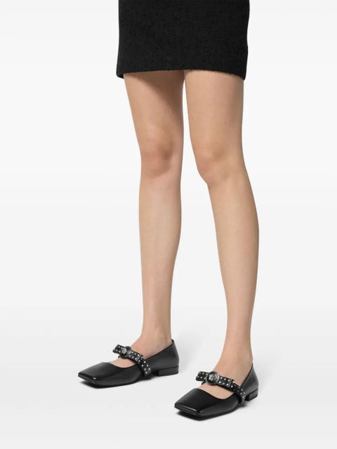 Versace Gianni Ribbon studded ballerina shoes - Black