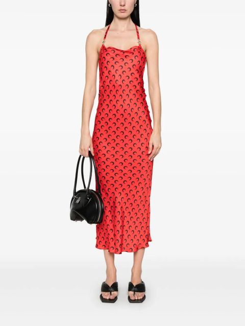 Marine Serre moon-print maxi dress - Red