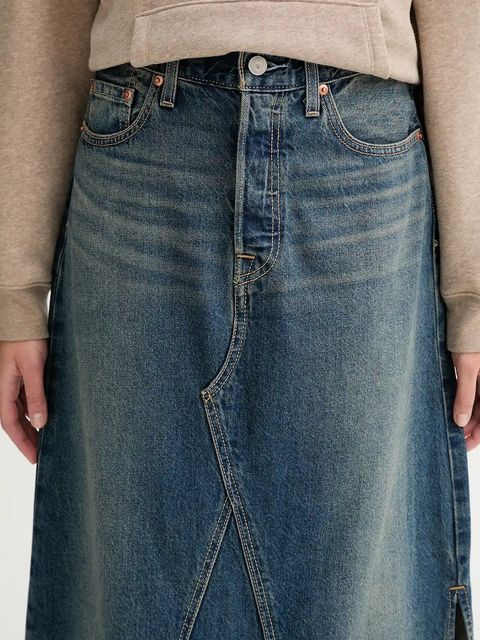 Levi's spódnica jeansowa kolor granatowy maxi prosta A8727