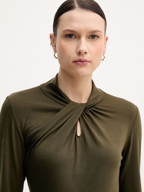 Sandro Ferrone longsleeve kolor zielony z półgolfem S98YBFSENSO - zdjęcie produktu nr 2