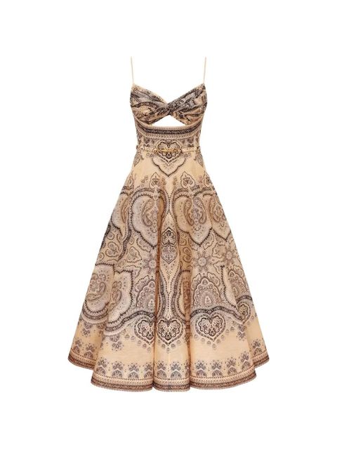 ZIMMERMANN Luna twist printed midi dress - Neutrals - zdjęcie produktu nr 1