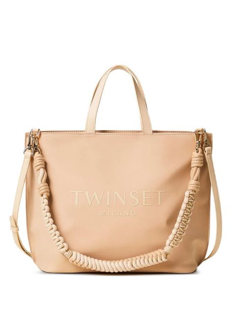 TWINSET logo lettering braided strap tote bag - Neutrals - zdjęcie produktu nr 1