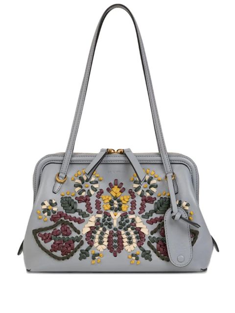 ETRO embroidered leather shoulder bag - Grey - zdjęcie produktu nr 1
