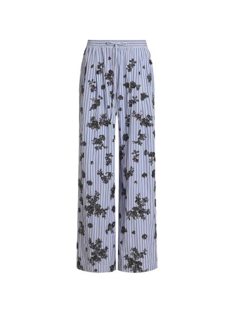 Dolce & Gabbana poplin trousers with crystal flower embroidery - Blue - zdjęcie produktu nr 1