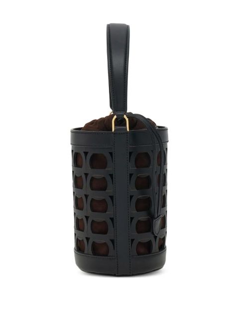 Ferragamo Gancini laser-cut bucket bag - Black