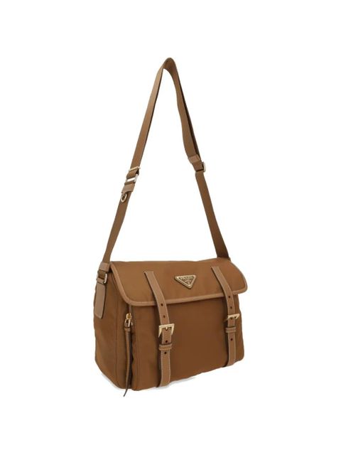 Prada medium triangle-logo cross body bag - Brown
