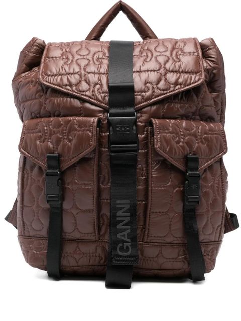 GANNI quilted backpack - Brown - zdjęcie produktu nr 1
