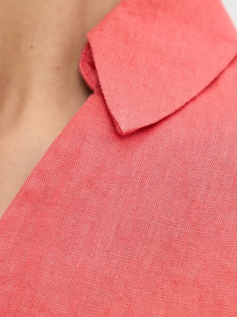 United Colors of Benetton bluzka lniana damska kolor czerwony gładka 5BMLDQ0B6