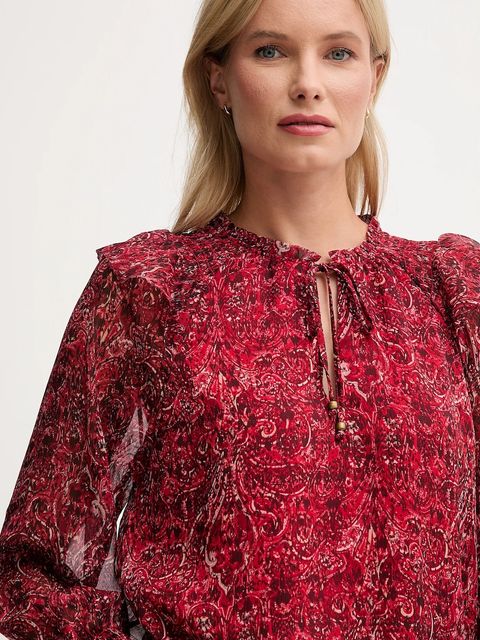 Pepe Jeans bluzka damska kolor bordowy wzorzysta PL3051270