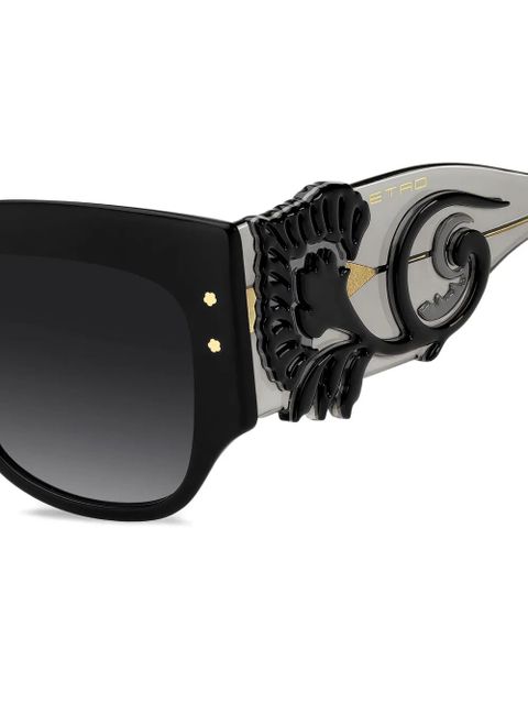 ETRO blossom-embellished rectangle-frame sunglasses - Black