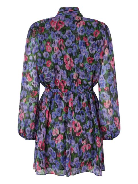 PINKO floral-print tie-neck mini dress - Purple - zdjęcie produktu nr 2