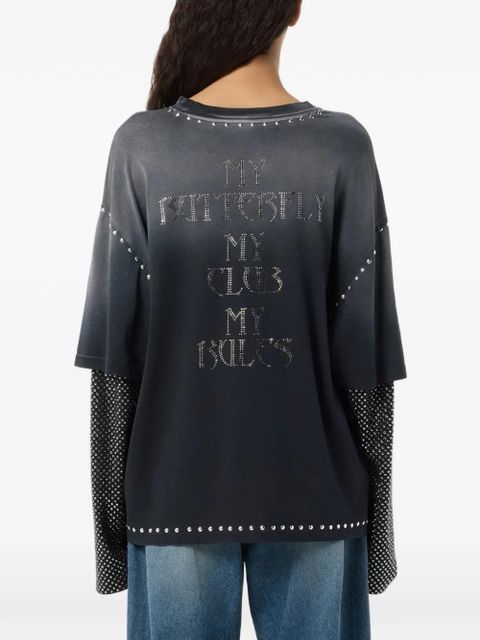 Blumarine butterfly-print T-shirt - Grey