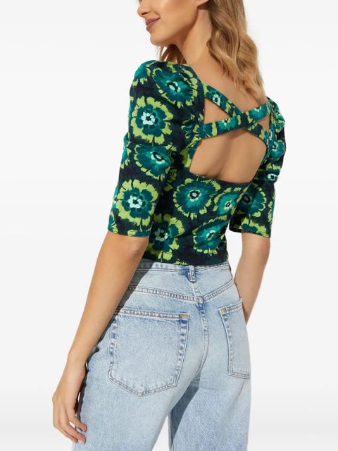 Free People floral-print open-back top - Green
