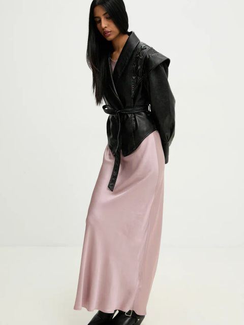 Answear.LAB sukienka kolor różowy maxi prosta