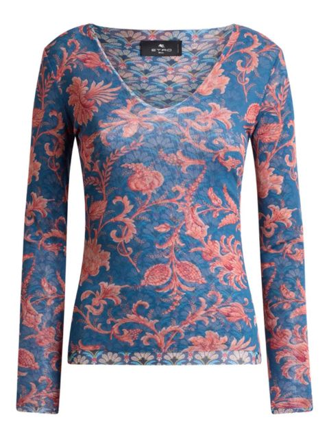 ETRO floral-motif stretch sweater - Blue - zdjęcie produktu nr 1
