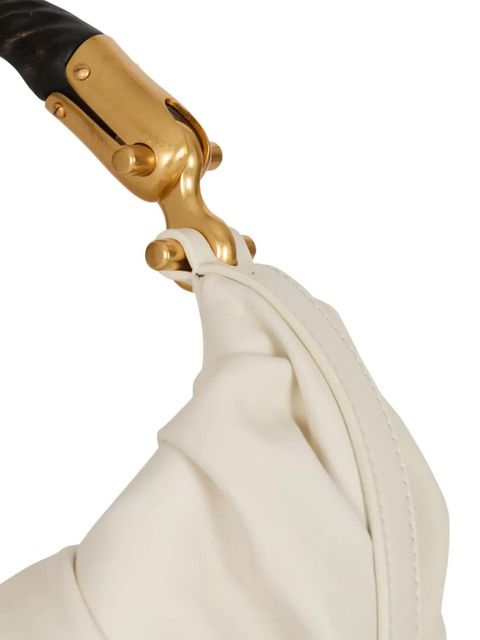 Balmain medium Ebene pleated calfskin-leather tote bag - White