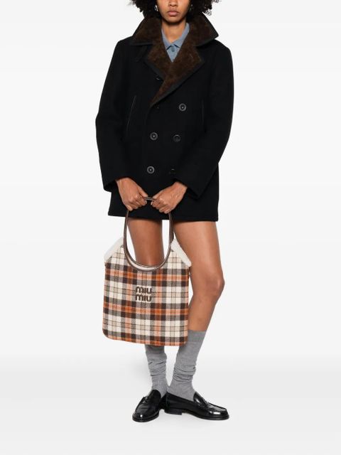 Miu Miu tartan tote bag - Brown - zdjęcie produktu nr 2