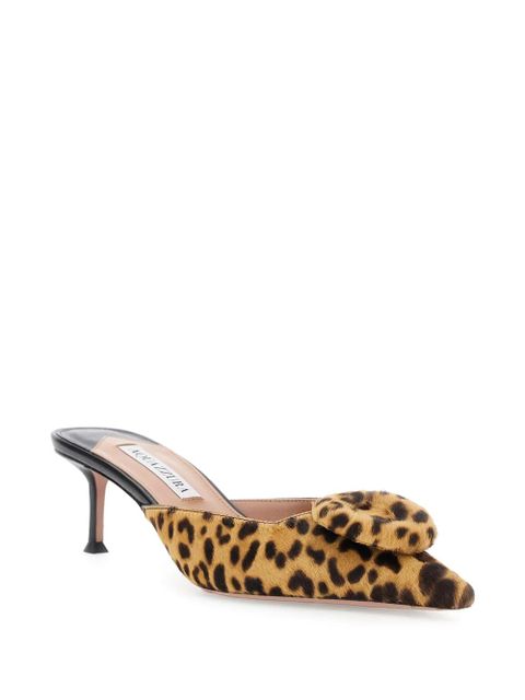 Aquazzura 50mm The Hoop leopard-print bow mules - Neutrals - zdjęcie produktu nr 2