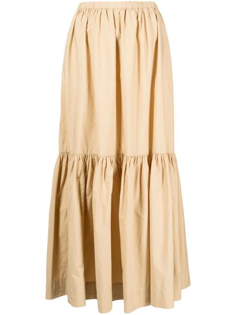 GANNI Flounce tiered organic cotton skirt - Brown - zdjęcie produktu nr 1