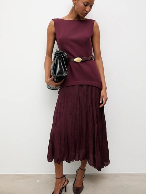 Answear.LAB sukienka kolor bordowy maxi rozkloszowana - zdjęcie produktu nr 1
