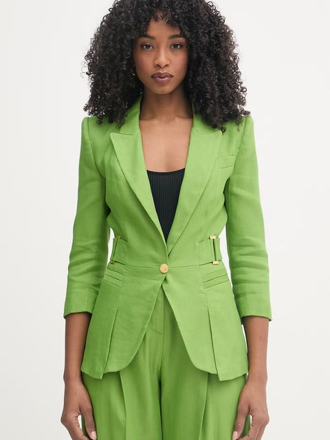 Elisabetta Franchi marynarka jednorzędowa damska z lnem - zdjęcie produktu nr 1