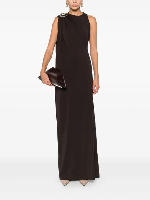 Christopher Esber draped ring-detail maxi dress - Brown