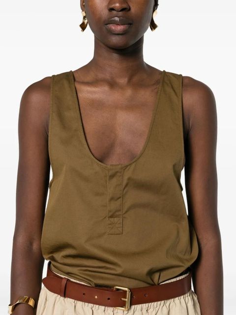 Saint Laurent twill-weave sleeveless top - Green