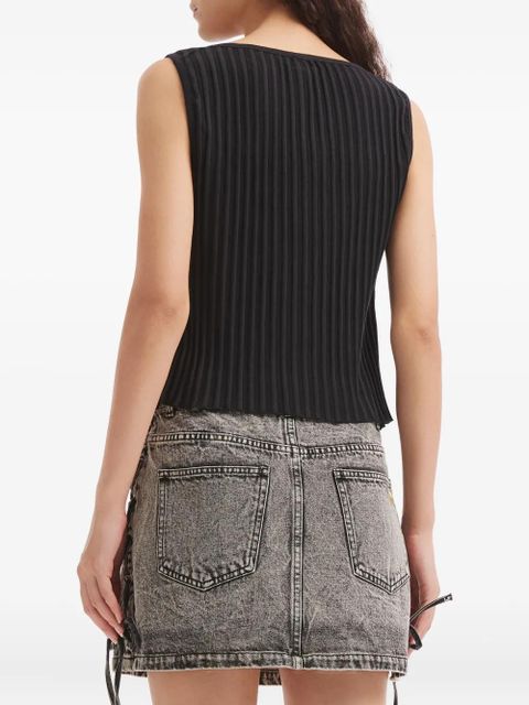 Free People ribbed buttoned top - Black