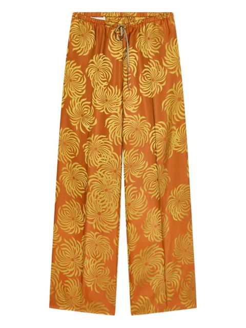 DRIES VAN NOTEN elasticated floral trousers - Orange - zdjęcie produktu nr 1